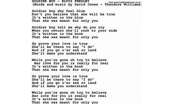 Soldier Boy en Lyrics [Elvis Presley]